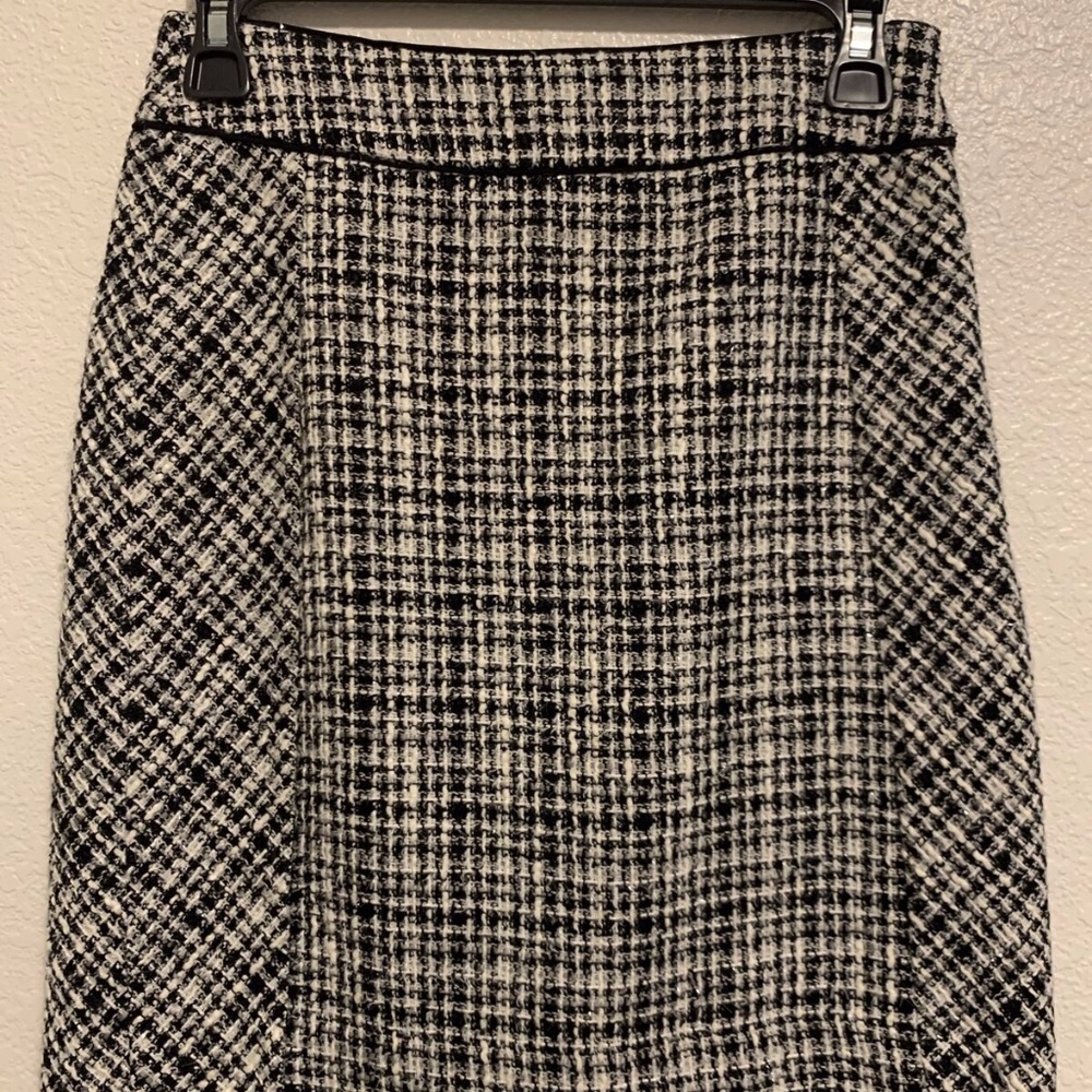 White House Black Market Woven Checkered Pencil Straight Skirt Women's Size 00